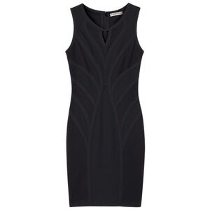 NIKIBIKI Bodycon Mesh Black Mini Dress Lined Stripe Illusion Women's Small Edgy